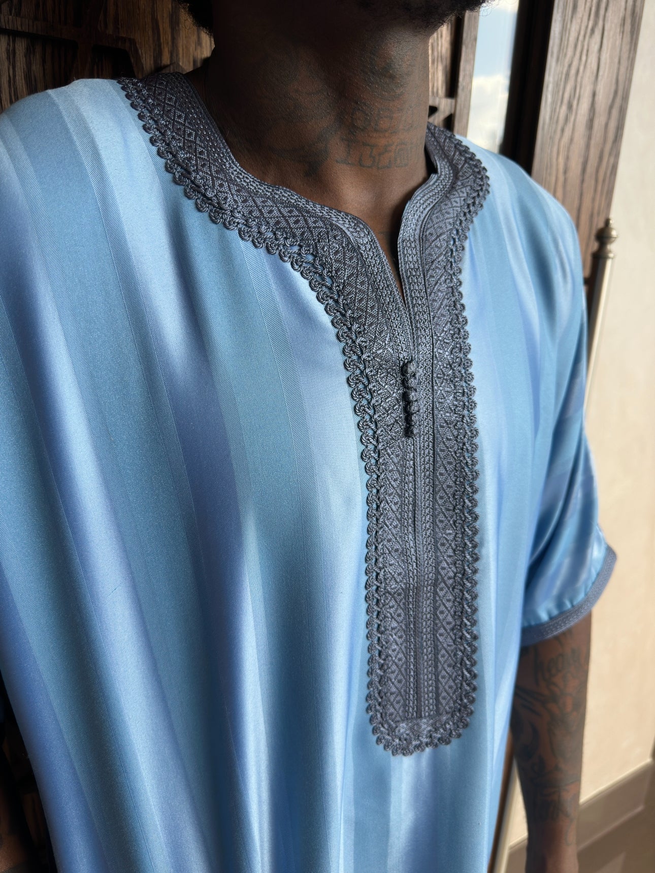 Metallic Blue Moroccan Thobe
