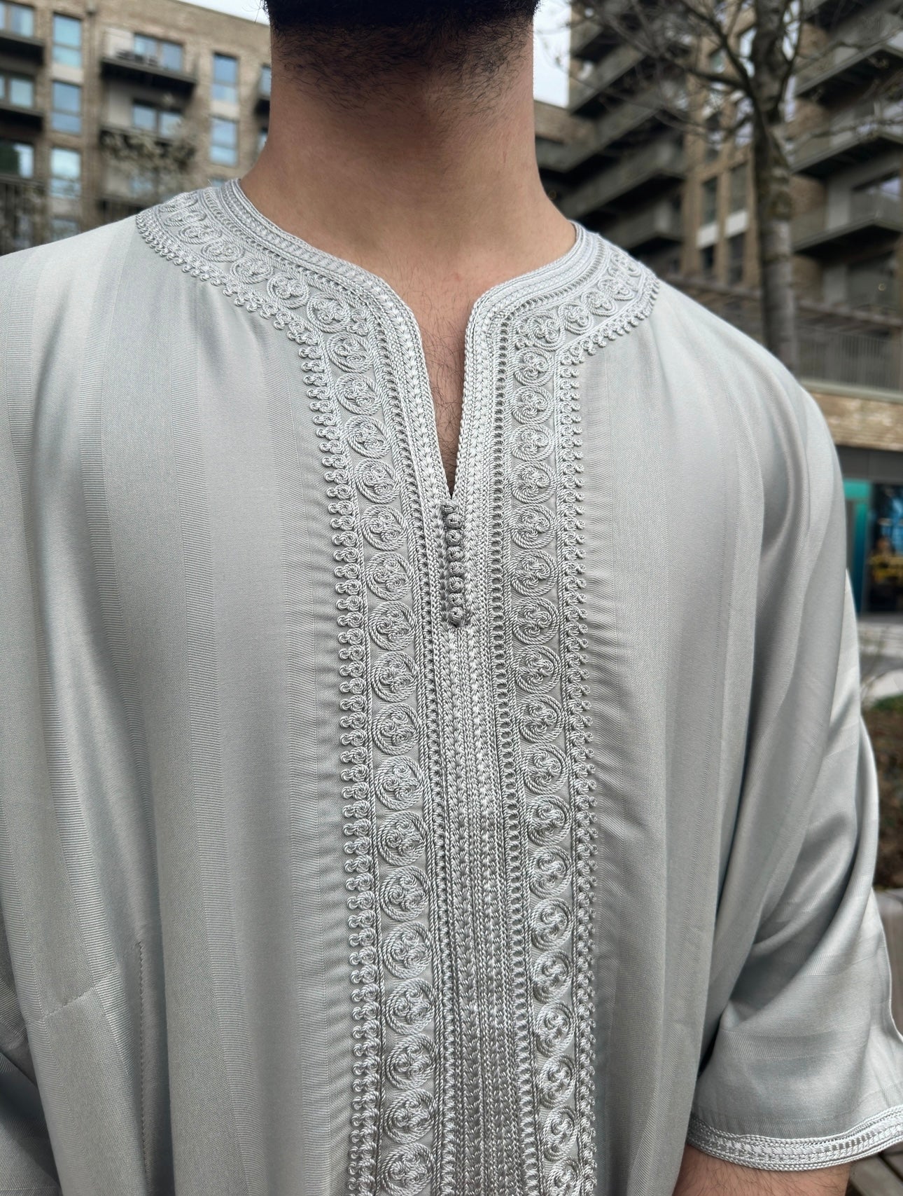 Silver Monochrome Collection Moroccan Thobe