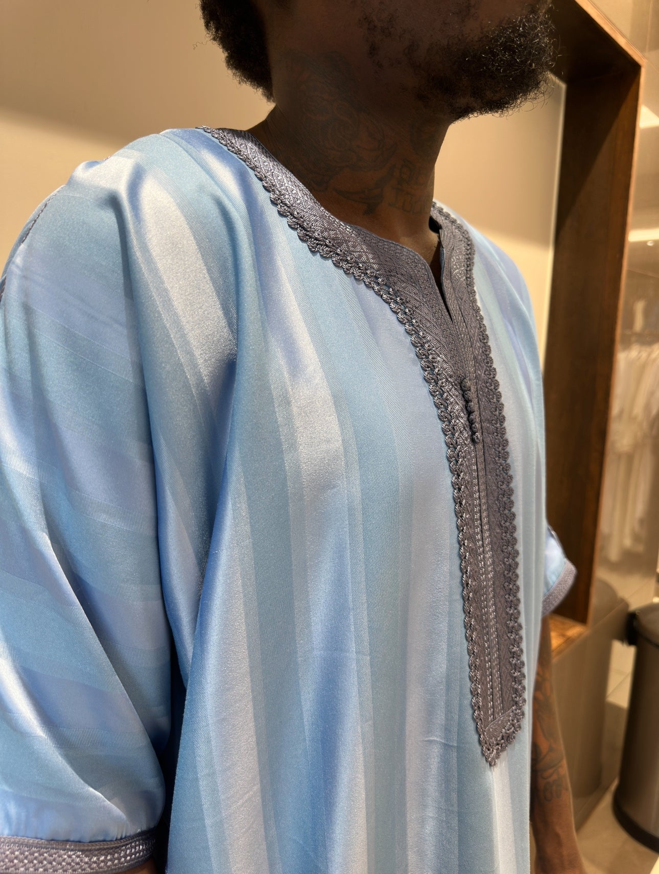 Metallic Blue Moroccan Thobe
