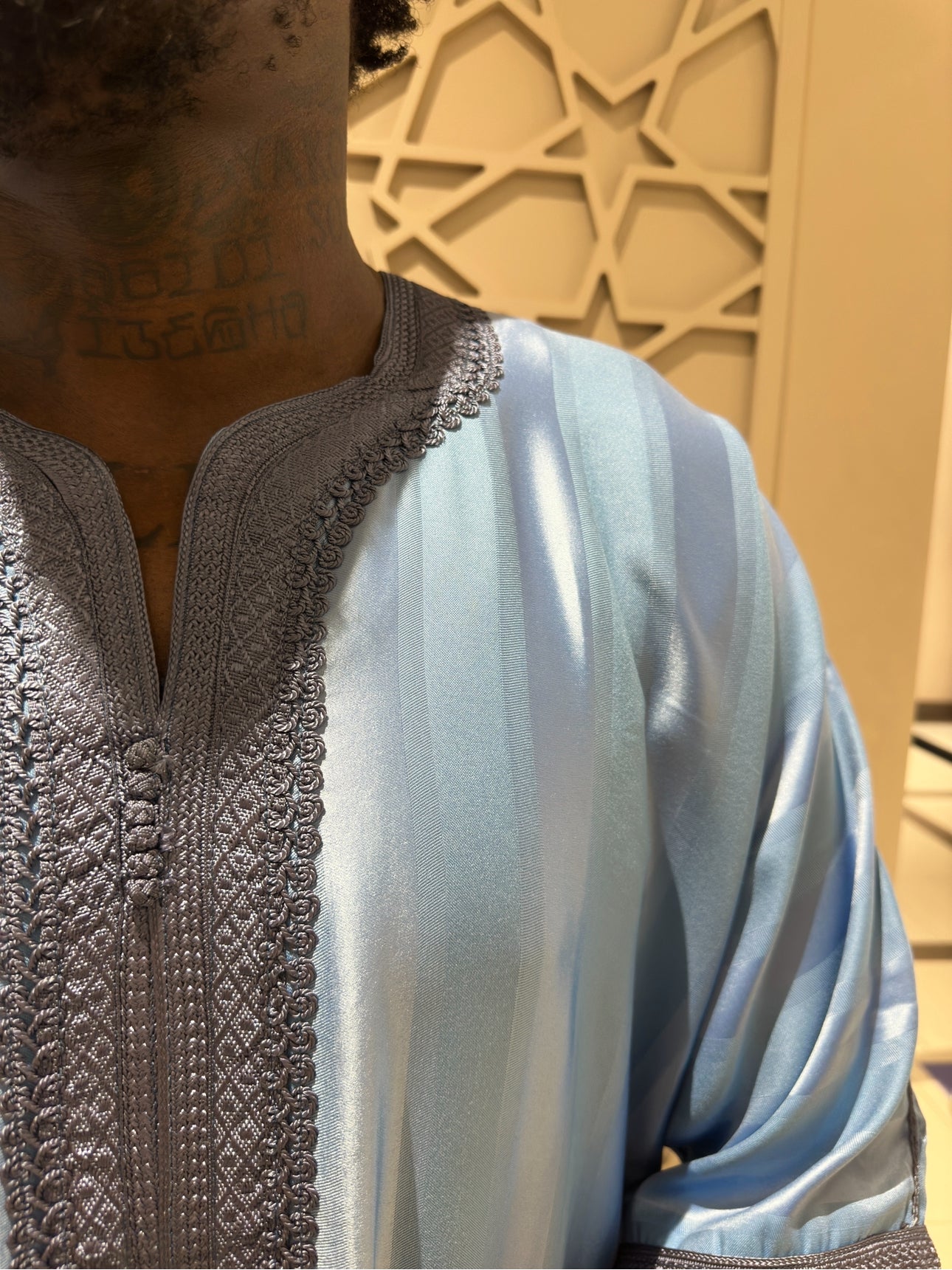 Metallic Blue Moroccan Thobe