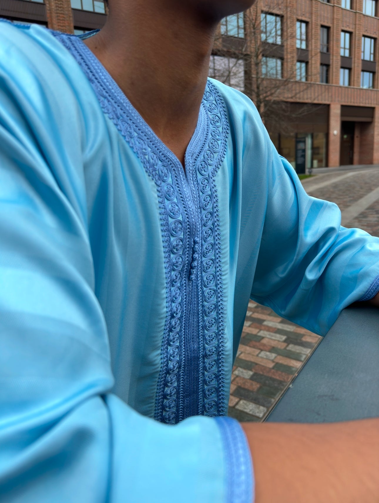 Glacier Blue Monochrome Collection Moroccan Thobe