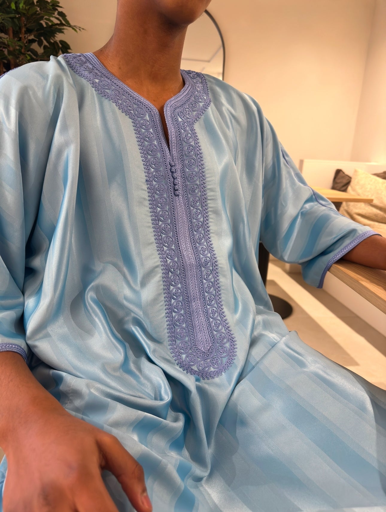 Glacier Blue Monochrome Collection Moroccan Thobe