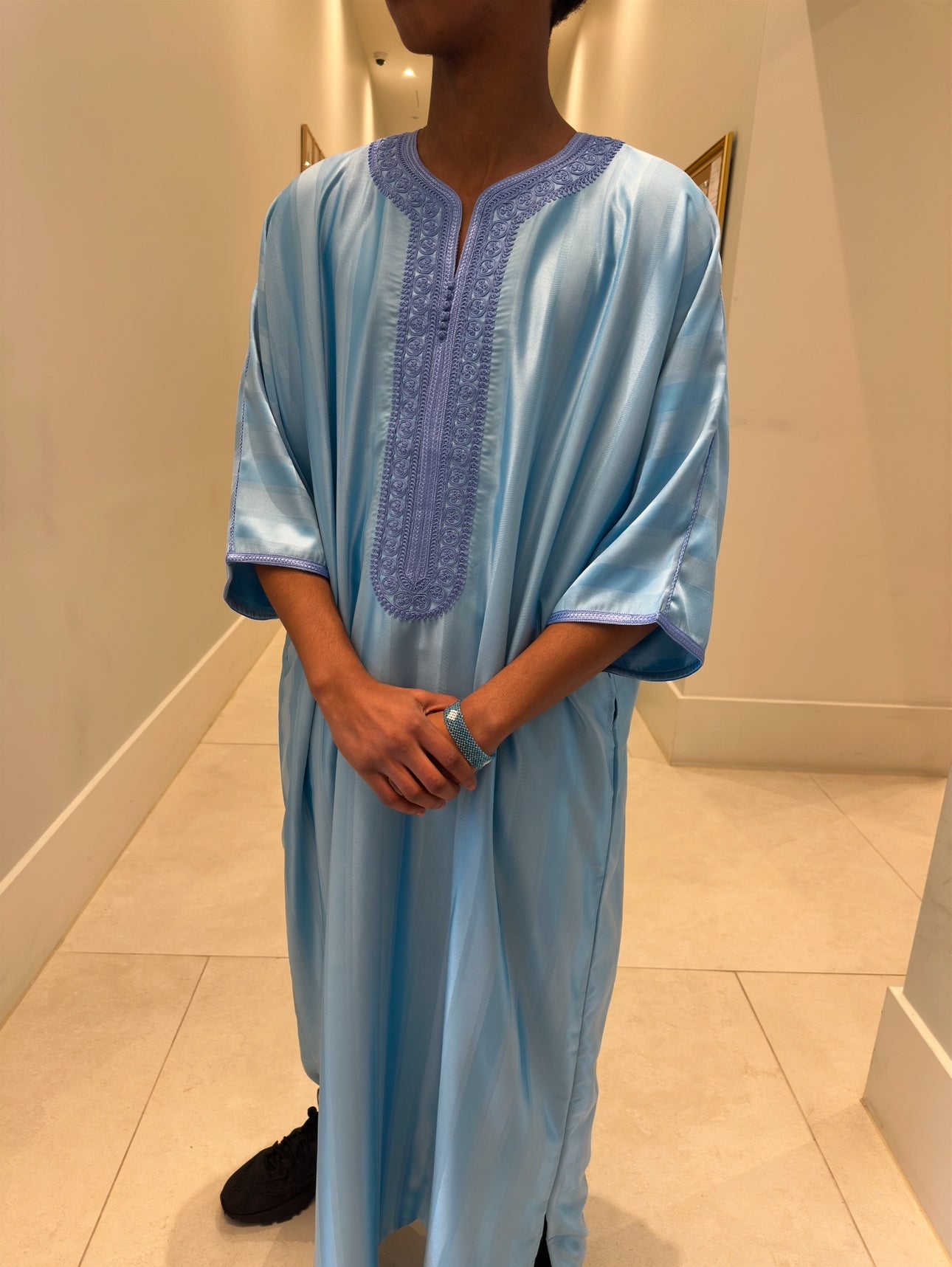 Glacier Blue Monochrome Collection Moroccan Thobe