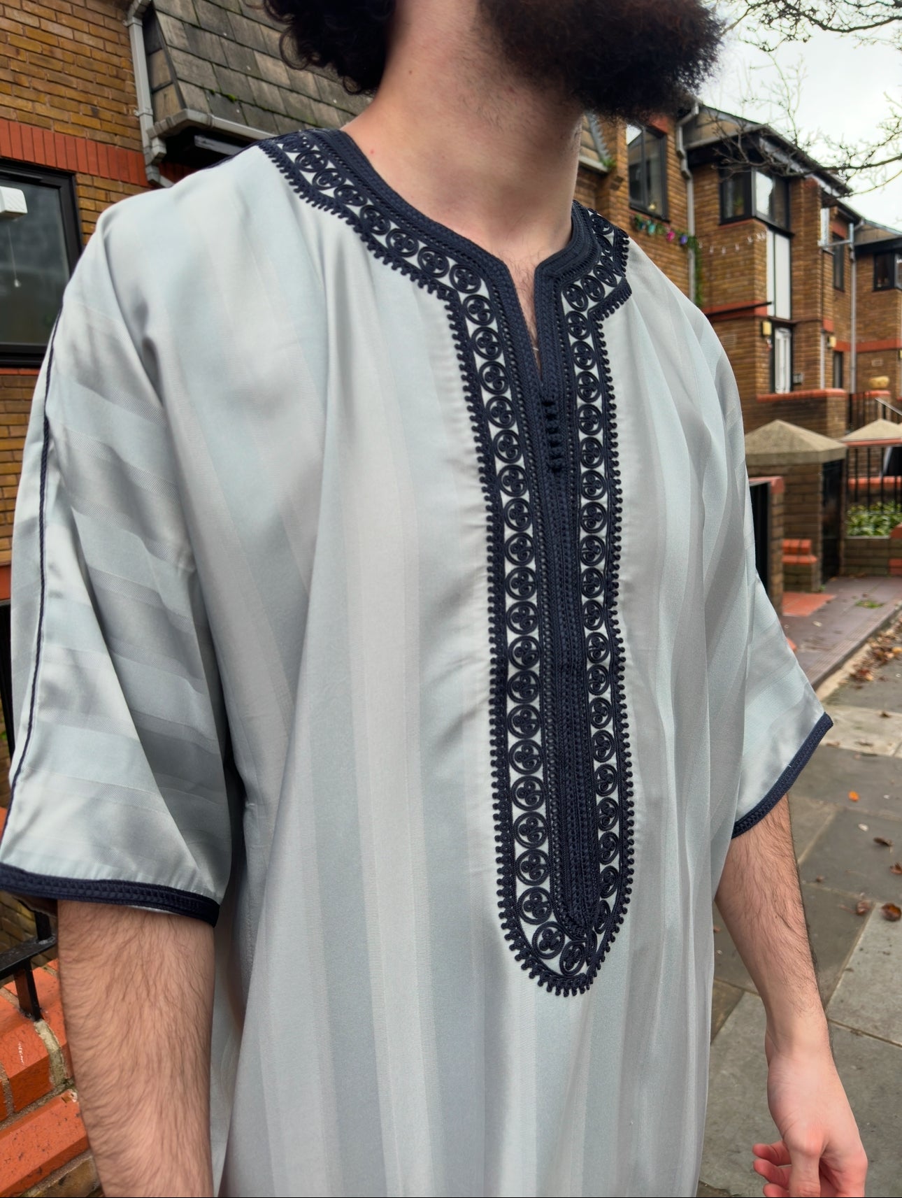 Navy/Silver Moroccan Thobe