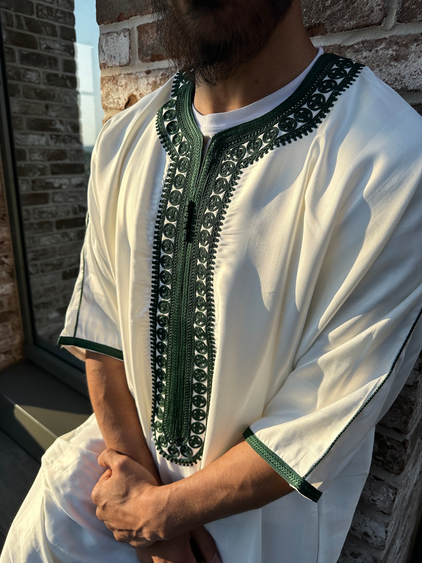 Forest Green/White Moroccan Thobe