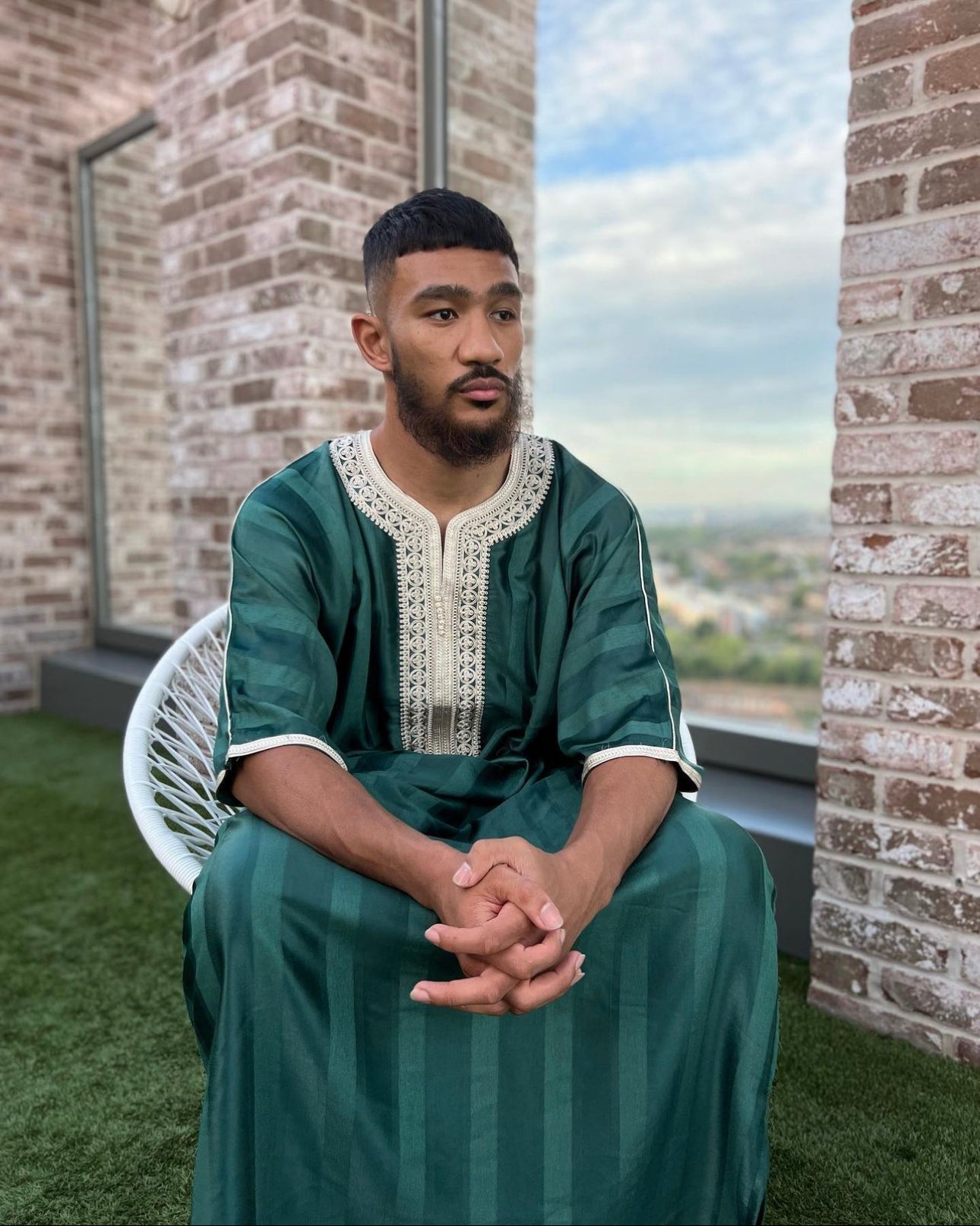 Forest Green/Beige Moroccan Thobe