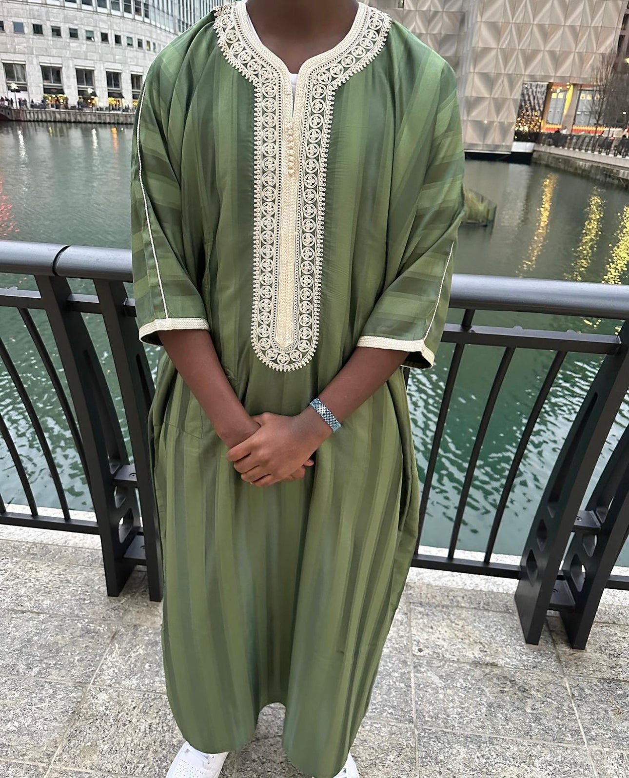 Olive Green/Beige Moroccan Thobe