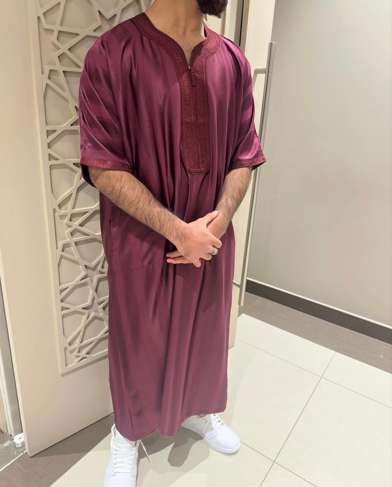 Burgundy Monochrome Collection Moroccan Thobe