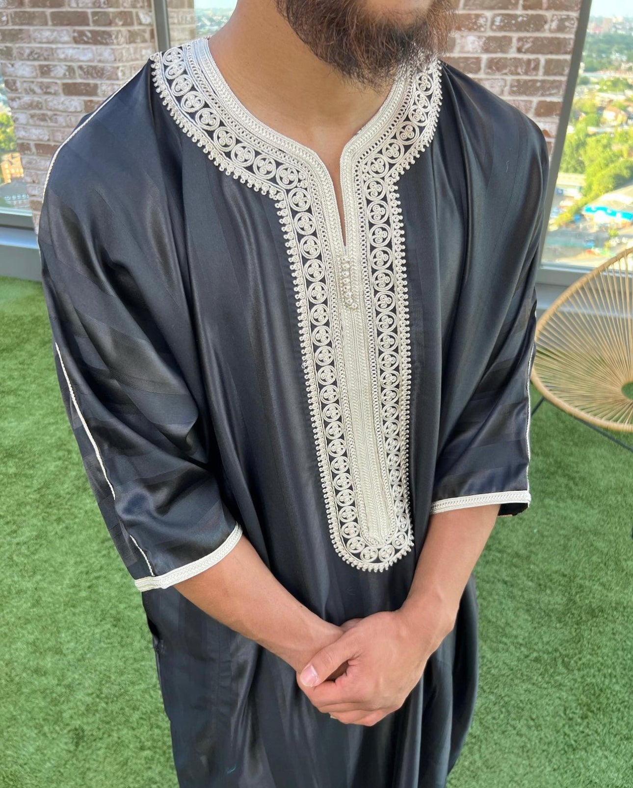 Black/Beige Moroccan Thobe