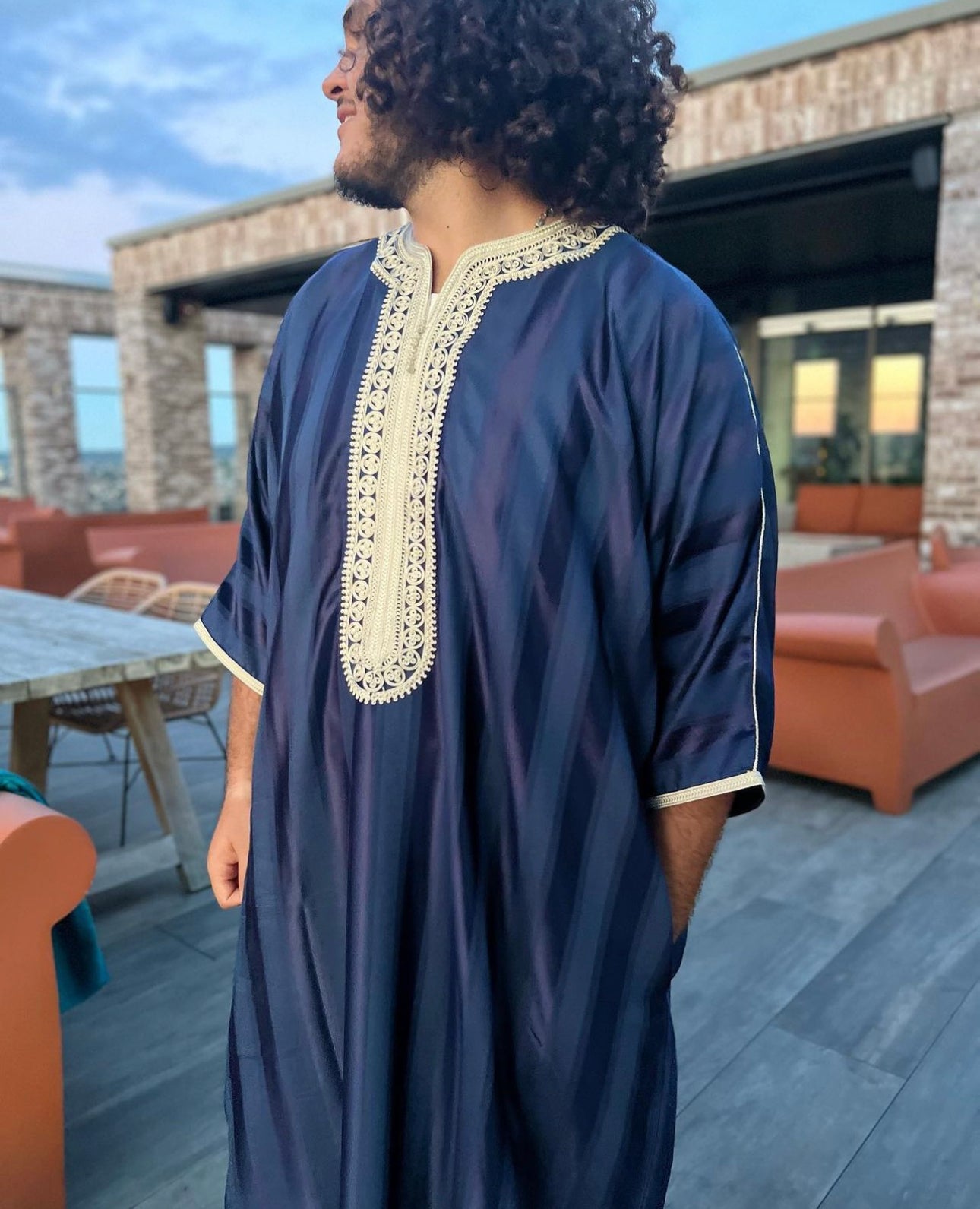 Navy/Beige Moroccan Thobe