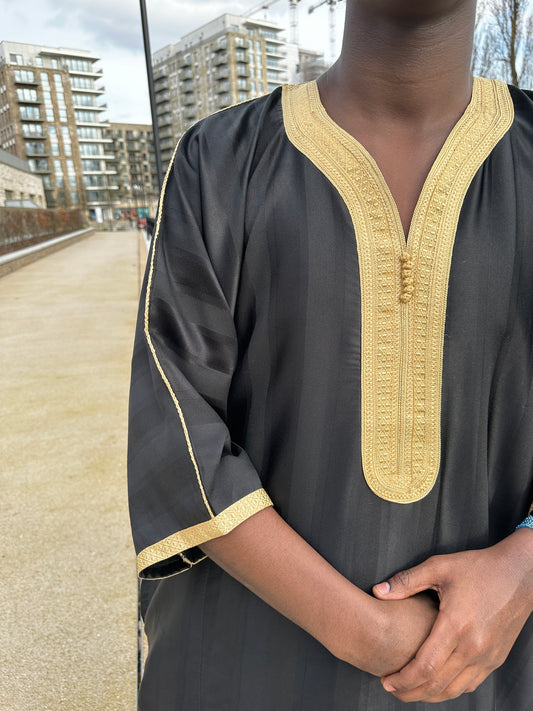 Black/Gold DIAMOND COLLECTION Moroccan Thobe