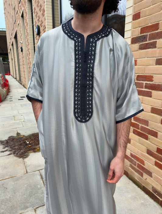 Navy/Silver Moroccan Thobe