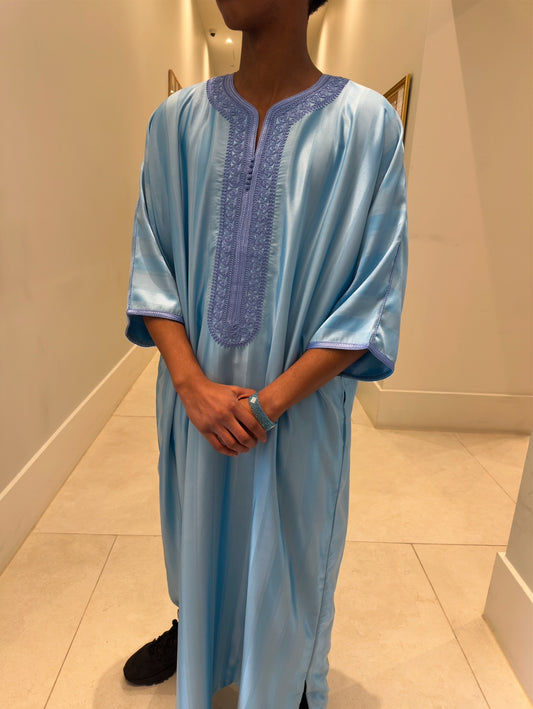 Glacier Blue Monochrome Collection Moroccan Thobe