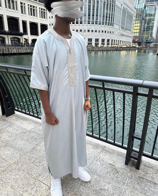 Platinum Grey Moroccan Thobe