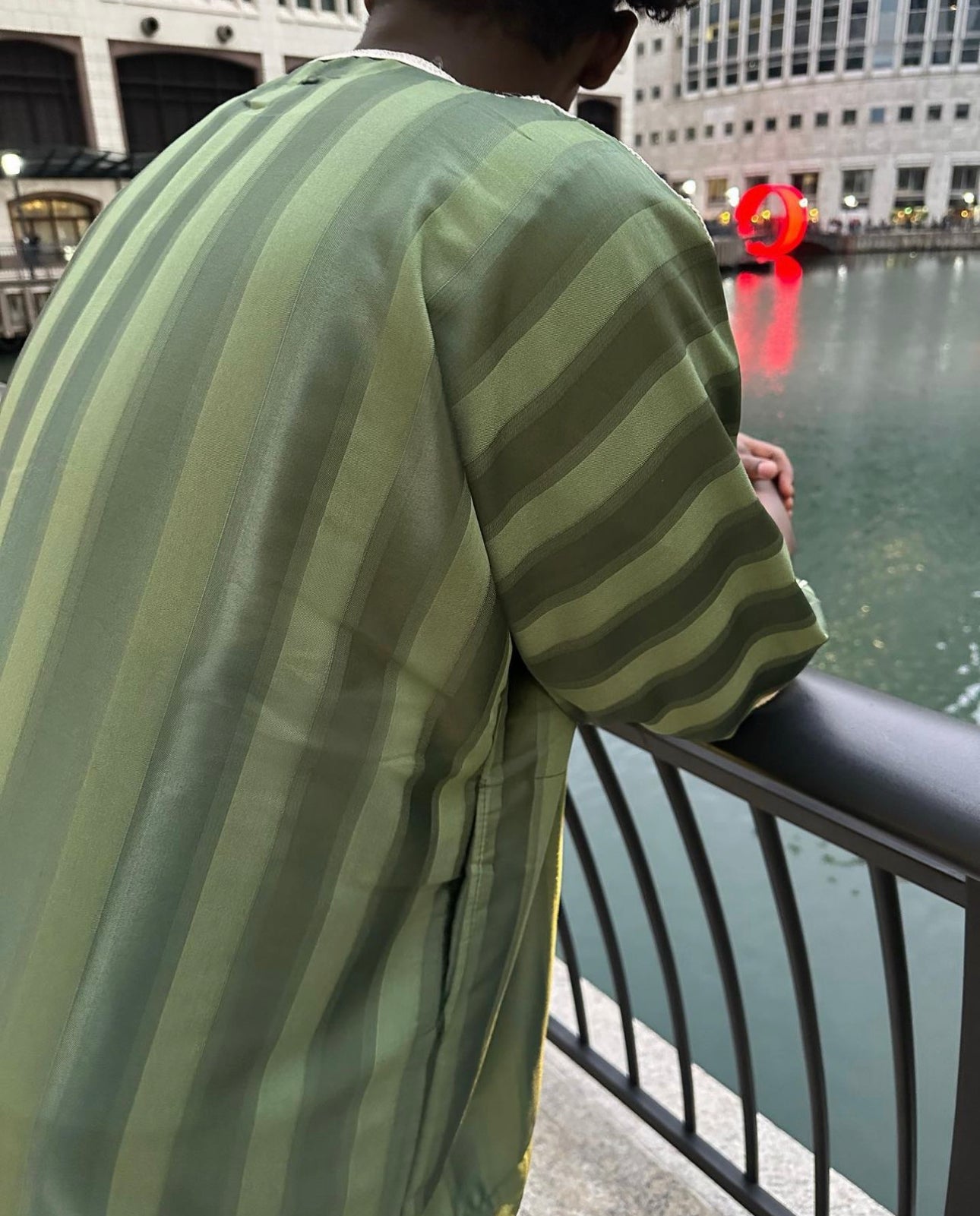 Olive Green/Beige Moroccan Thobe