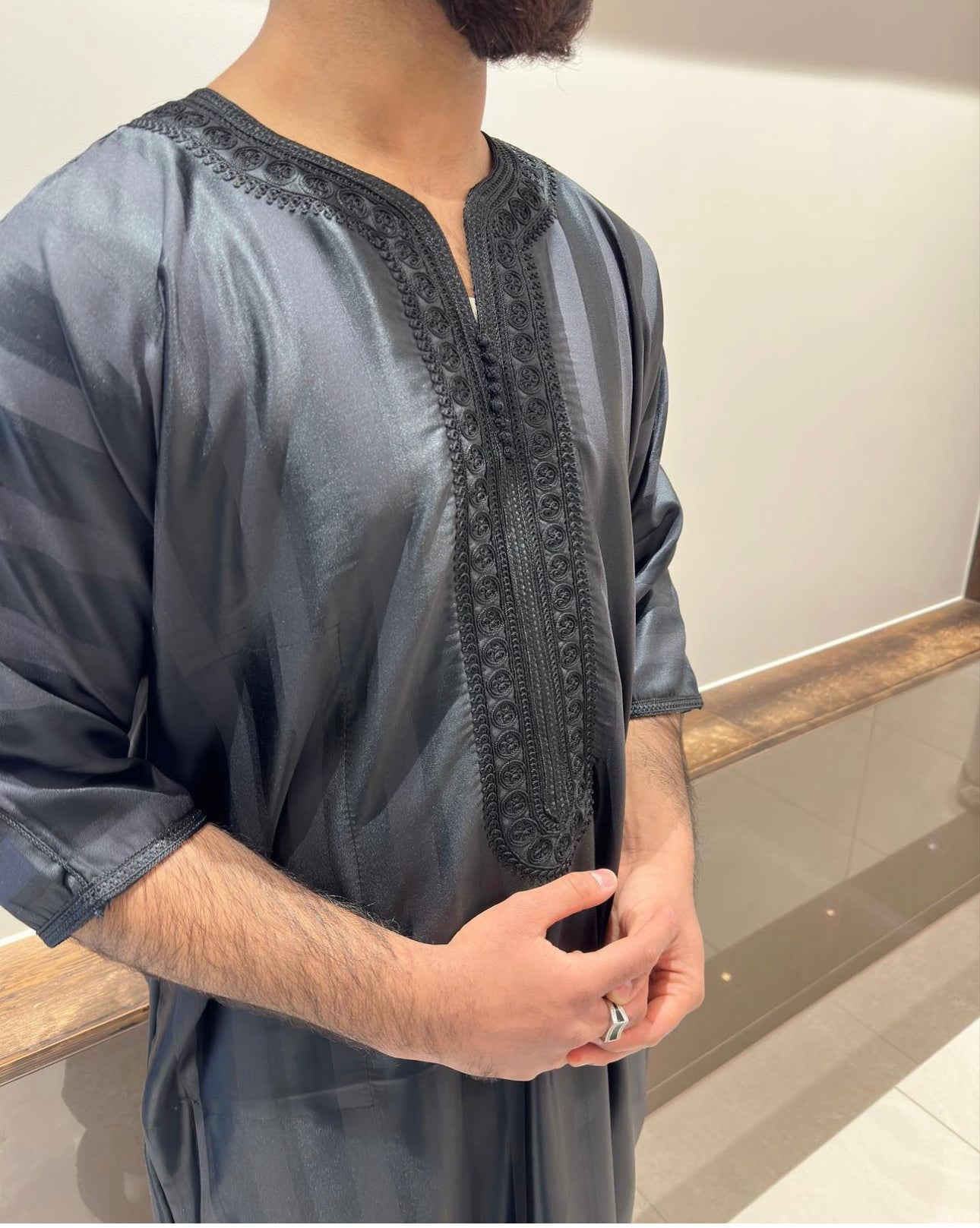 Black Monochrome Collection Moroccan Thobe