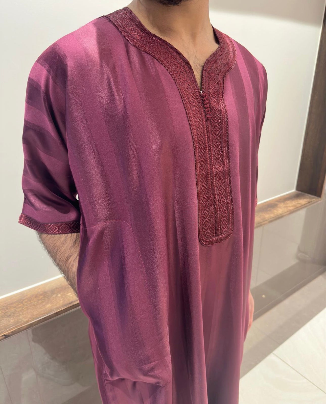 Burgundy Monochrome Collection Moroccan Thobe