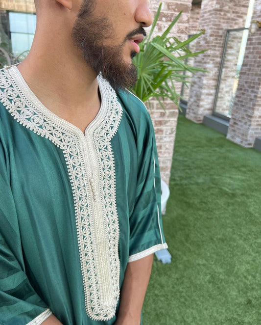Forest Green/Beige Moroccan Thobe