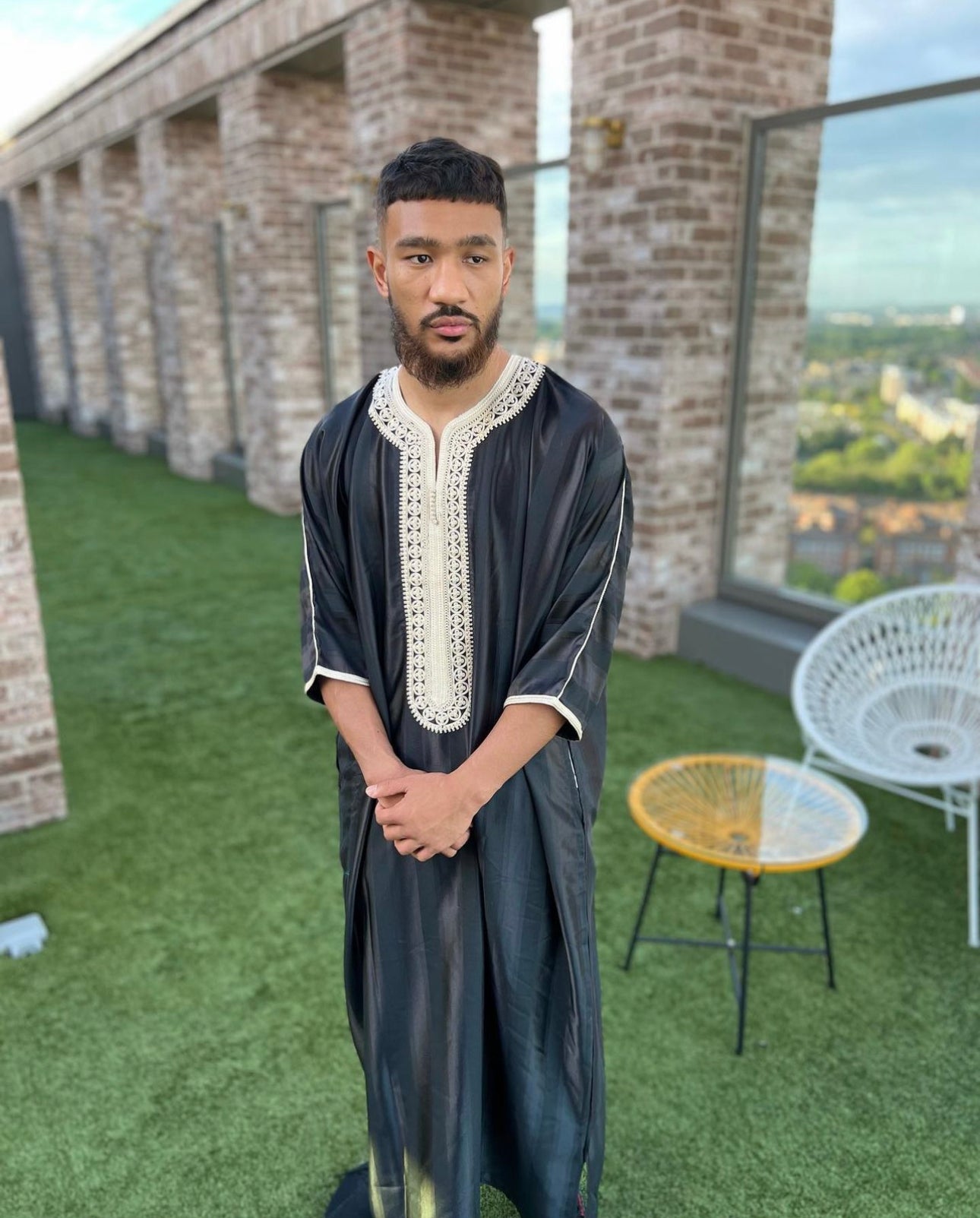Black/Beige Moroccan Thobe