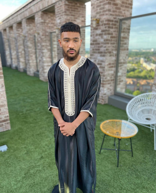 Black/Beige Moroccan Thobe