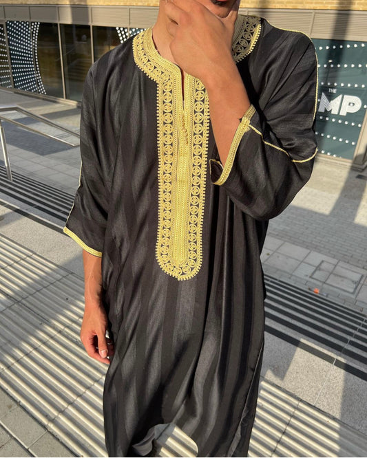 Black/Gold Moroccan Thobe