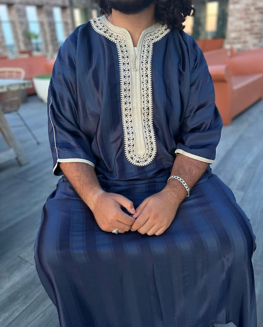 Navy/Beige Moroccan Thobe