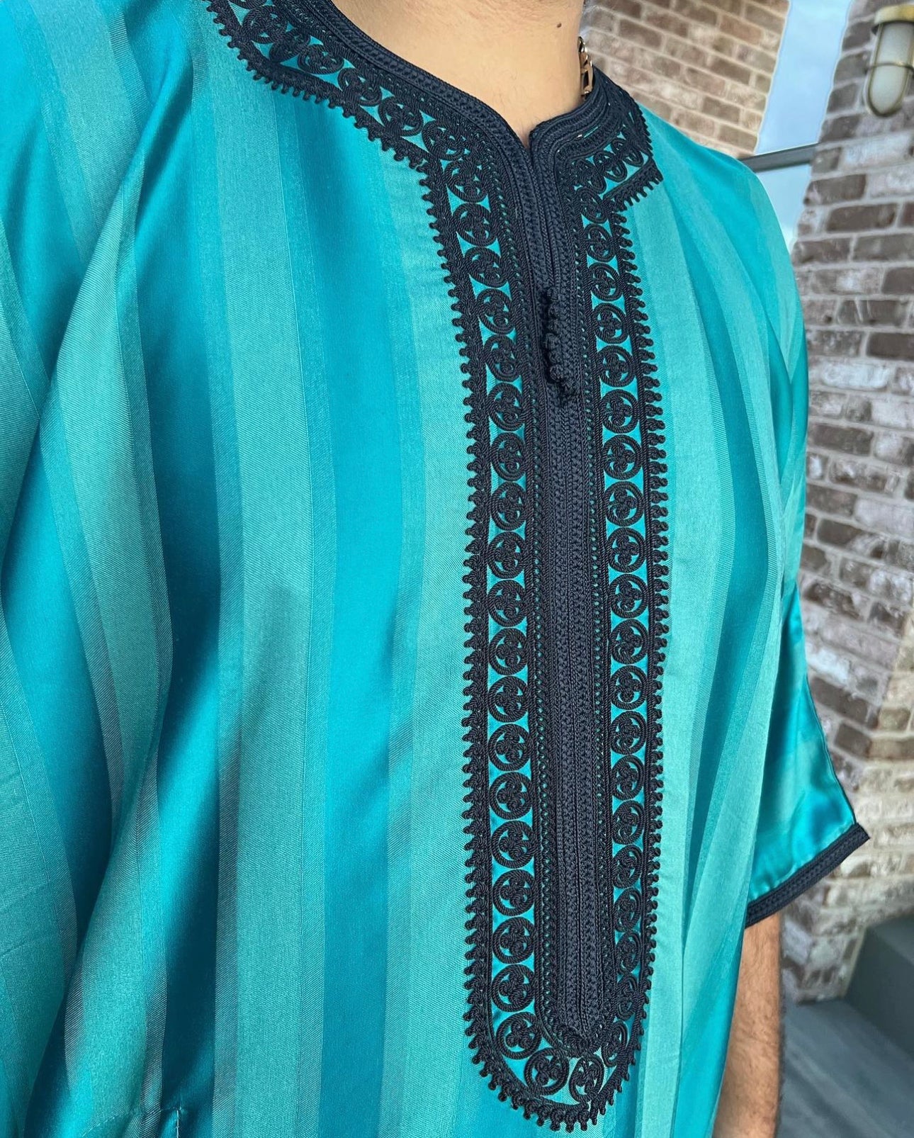 Sky Blue/Navy Moroccan Thobe